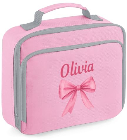 Personalised Back To School Girls Pink Bow Bags – Custom Name School Bag for Kids – Spacious Lightweight Waterproof Children's School Kit Named