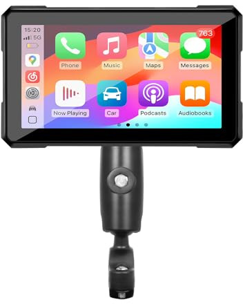 KHDWOB Pantalla CarPlay Inalámbrica para Moto 5″ HD para Honda Forza 350 NSS 350 2021 2022, GPS Moto CarPlay Inalámbrico + Android Auto, Pantalla Táctil Impermeable