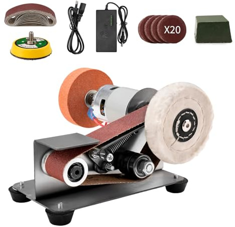 NuoDunco 15 Degree Electric Belt Sander, Mini Knife-Sharpener Sanding Machine Kit, 7 Adjustable Speed Bench Grinder Polishing Grinder for Metal Wood DIY Craft Hobby Tool, Tool & Knife Sharpening