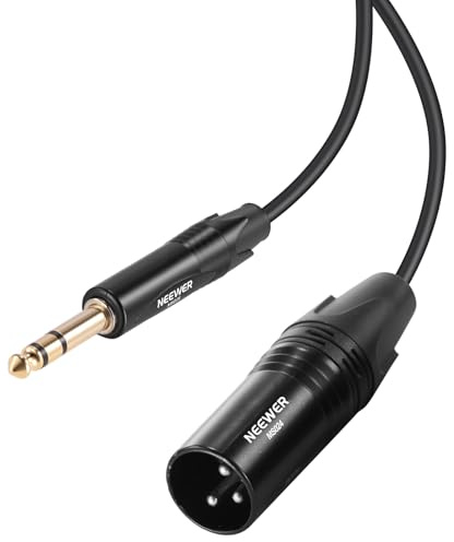 NEEWER 6,35mm 1/4 Câble TRS vers XLR Mâle,6ft 1/4 vers 3 Broches XLR, Adaptateur de Câble Patch Symétrique pour Microphone,Amplificateur,Table de Mixage,Enceinte Amplifiée,Accordeur de Guitare,MS026