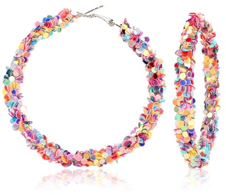 Konfetti Ohrringe, Bunte Perlen Ohrring, Regenbogen Ohrringes Damen, Bunte Ohrringe Karneval, Boho Ohrringes Damen, Karnevalsschmuck für Frau, Tochter, Mutter, Freundin