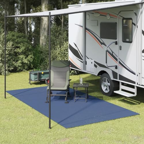 Tältmatta blå 4 x 2 m, polyester PVC-skum, utomhus, campingunderlag, halkfri, UV-beständig, robust för tält och husvagnar
