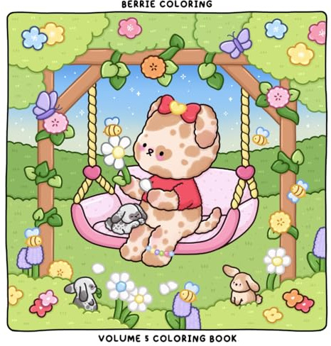 Berrie Coloring Volume 5: Cute and Cozy Coloring Book for Adults & Kids Featuring Easy to Color Animal Illustrations and Adorable Scenes