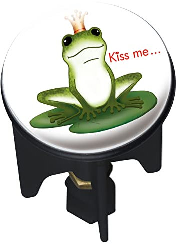 WENKO Waschbeckenstöpsel Pluggy® Kiss me - Abfluss-Stopfen, für alle handelsüblichen Abflüsse, Kunststoff, 3.9 x 6.5 x 3.9 cm, Mehrfarbig