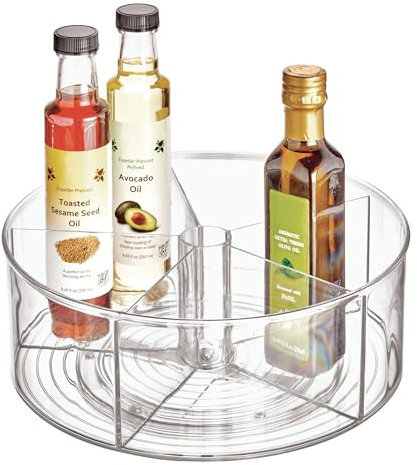 iDesign Linus Spice Carousel, Large Herb Rack for Storing Spice Jars, Made of Plastic, Clear, 29 cm - 5 Compartments