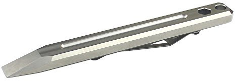 Large Heavy Duty Titanium Pry Bar Nail Puller EDC Multi-Function Keychain Tool With Pocket Clip (Silver)