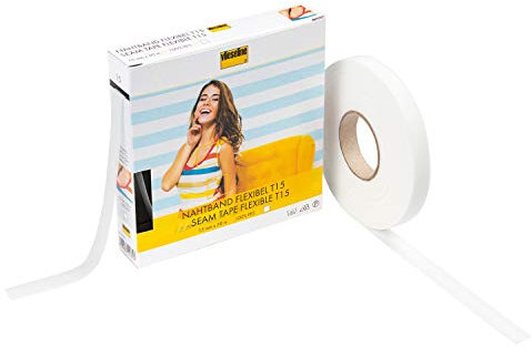 Vlieseline 231051 Nahtband, Plastic, Weiss, 50 Meter Länge x 15 mm Dicke