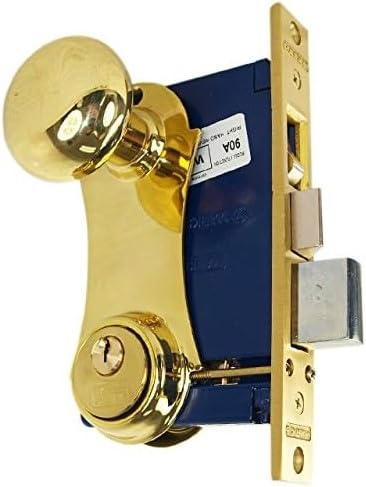 Marks 21AC RHR Double Cylinder Iron Gate Ornamental Knob Plate Mortise Lock Set with 2-1/2 Backset