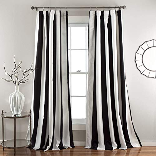 Frodig dekor, svart Wilbur rand ljusfiltrering fönster gardin panel par, 241 cm x 132 cm, 132 cm B x 241 cm L