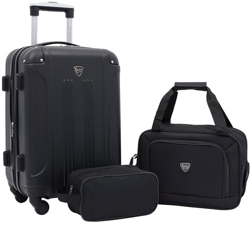 Travelers Club Chicago Hardside Expandable Spinner Luggage, Black, 3 Piece Set