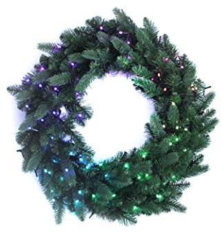 Twinkly Türkranz, vorbeleuchtet, per App gesteuert, mit 50 RGB- und weißen LEDs, grünes Kabel – Sonderedition – Innendekoration für Weihnachten – Generation II