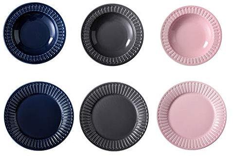 6-Piece Plate, Porcelain Dinner Plates Pizza Pasta Serving Plates Dessert Dishes