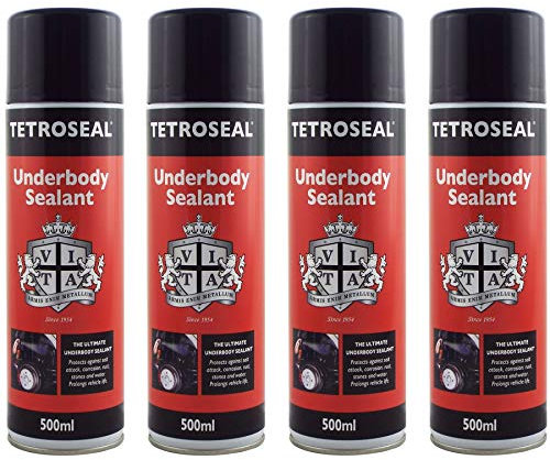 Tetroseal Aerosol Underbody Sealant x4 Car Underseal Spray 500ml Seal Protection Spray Simple black finish with a long lasting protective coating