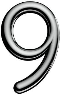 Ultion Sweet Chrome Door Numbers '9' - 3inch height - Self Adhering, No Drilling or Screwing Required …