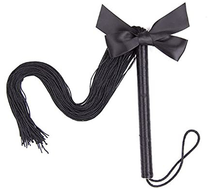 XinLace Frusta da Equitazione in Pelle equestre con Fiocco, Frusta per Coppia di Corde in Seta Nera