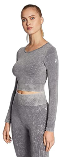 FILA Radnor Seamless Cropped-Camiseta de Manga Larga, Búho Noche, Extra-Small/Small para Mujer