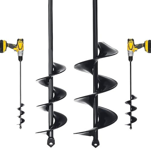 2PCS Erdbohrer für Bohrmaschine,4x42+7x42cm Pflanzbohrer für Akkuschrauber,Grabungswerkzeug zum Pflanzen,Schwerlast Blume Pflanzgefäße Schnecke zum Löcher Graben,Spiralbohrer