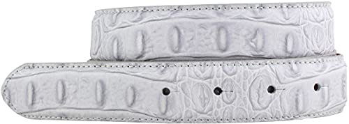 BELTINGER Wechselgürtel mit Krokoprägung ohne Schnalle 3 cm | Schmaler Druckknopf-Gürtel für Damen 30mm Kroko-Optik | Kroko-Muster | Hellgrau 90cm