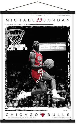 Trends International Michael Jordan - Dunk Wall Poster, 22.375 x 34, Print and Black Hanger Bundle