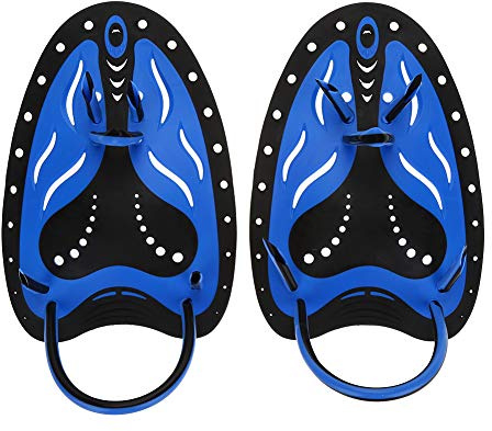 Tyenaza 1 Par de Aletas de Mano, Pala de Natación Ajustable, Paletas de Mano para Natacion, Mano Poof Universal Natacions Entrenamiento Mano Paleta, para Adultos y Niños, Unisex(S-Azul)