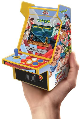 My Arcade Super Street Fighter II Mini Arcade Machine - Micro Player Pro Table Top Arcade Machine, Portable Handheld Game, Retro Gaming Console, Mini Retro Games Machines for Kids & Adults