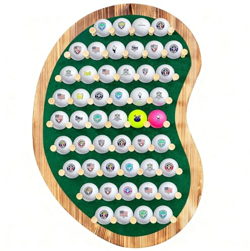 LyunZiS Golfball-Vitrine für 49 Bälle, Wandmontage, Schrankregal für Golf-Enthusiasten, einzigartige grüne Form