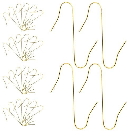 Gallop Chic 300 Ball Hangers S Hooks in Gold, S Hooks Small Quick Hanger for Christmas Tree Decorations, Double Hooks for Christmas Tree, Perfect for Christmas Bauble Decorative Pendants, Reusable