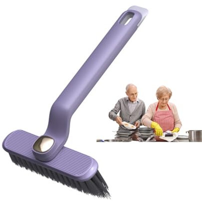 Sinxioer Fugenbürste Bad Borsten Kantenreinigungsbürste,360 Grad handbürste mit Griff,Schrubberbürste mit Pinzette und Spatel,Handbürste violett,für Küche und Bad.