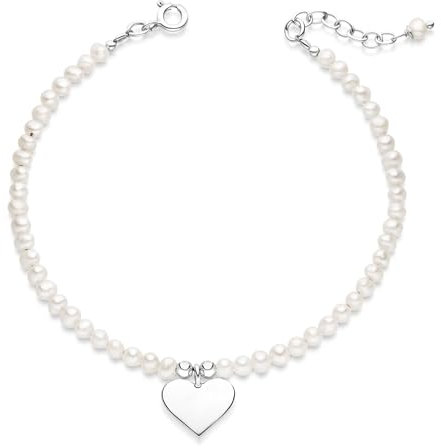 MATERIA by Matthias Wagner Perlenarmband Damen Silber 925 weiß - Armband mit Herz SA-45-Größe-M