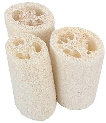 Esponja de Lufa Natural Exfoliante de 5 Pulgadas, Paquete 5 | Fibra Interior Resistente, Color Blanco, para Baño y Ducha, Ayuda a Fregar y Dejar la Piel Suavizada