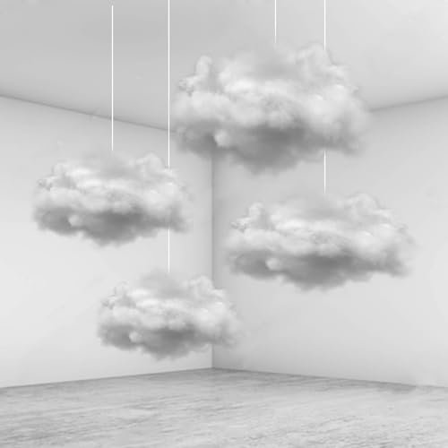 LOMSIOY Nube Artificial - 4 Piezas de Adornos de Nube de algodón para Bodas, Nubes 3D, Adornos Colgantes Decorativos para escenarios, Suministros de Regalos y espectáculos de Fiesta