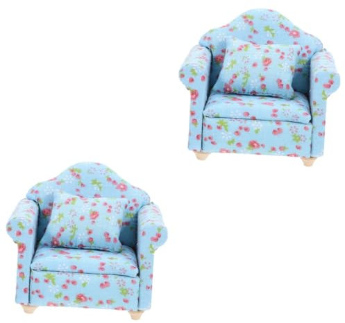 UPKOCH 2stücke Mini Sofa Für Puppenhaus Stoff-Sofa Im Vintage-Design Für Miniatur-landschaften Dekoratives Zubehör Für Puppen Und Spielsets