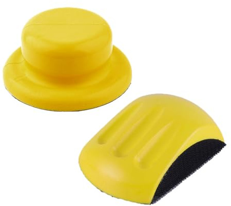2 Stück HandSchleifklotz 125mm Schleifklotz Klett,5 zoll Handschleifblock rund und Mausförmig Polier，Holzmöbel Restauration，Schleifpad Klettscheiben für Polish Schleifarbeiten.