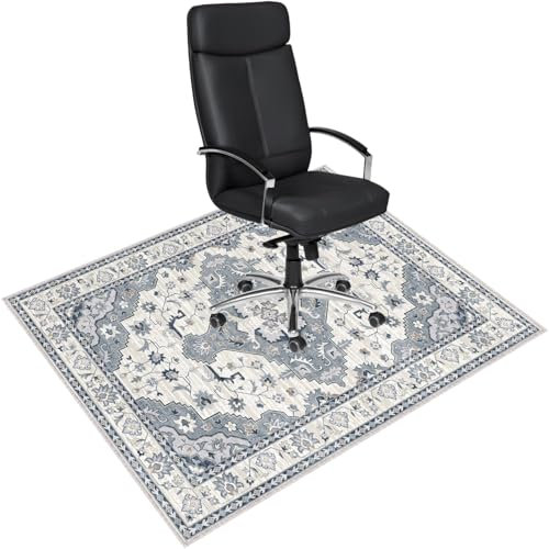 Bodenschutzmatte Bürostuhl 90X120 cm: Luxuriöse Bedruckter Stoff Bürostuhl Unterlage für Parkett und Hartböden, Mehrzweck Schreibtischstuhl Unterlage für zu Hause und im Büro (Grau, 90 x 120 cm)