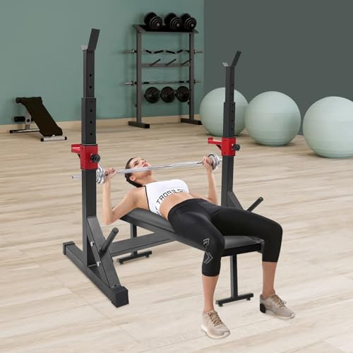 Squat Rack, Verstellbare Hantelablage, Multi-Funktions Barbell Rack Höhenverstellbarer Hantelständer für Sportstudio Zuhause Gewichtheben Bankdrücken Dip-Station Tragbare Krafttraining Kurzhantelablag