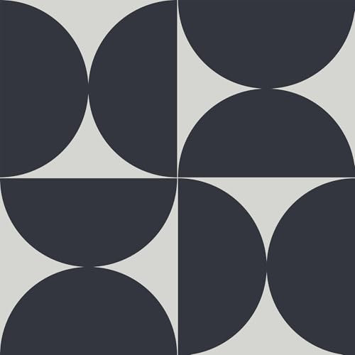 Fiula Self Adhesive Wallpaper Geometric Peel and Stick Wallpaper Dark Blue and Grey Contact Paper 44x300CM Square Thick Vinyl Wrap Waterproof Retro Removable Living Room Bedroom