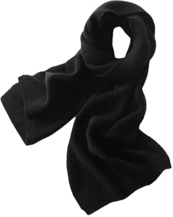 Herren Kaschmir-Schal, gestrickt, warm, einfarbig, Schwarz , One size