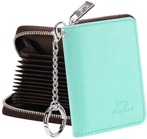 FurArt Kreditkartenetui für Damen und Herren, RFID Schutz, Schlüsselanhänger,Reißverschlussetui