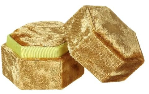 MZPOZB Ringbox Sechseckige Samt-Schmuckschatulle, Doppelring-Aufbewahrungsbox, Damen-Geschenk, Ohrringe, Paketetui, Ehering-Display-Verpackungsbox Ringschatulle(Gold)