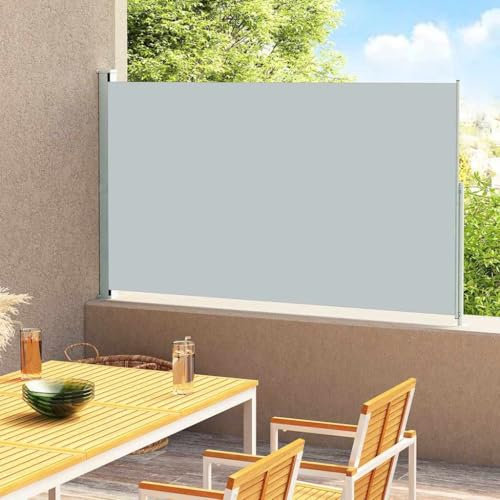 Toldo lateral retráctil para patio, 180 x 300 cm, color gris
