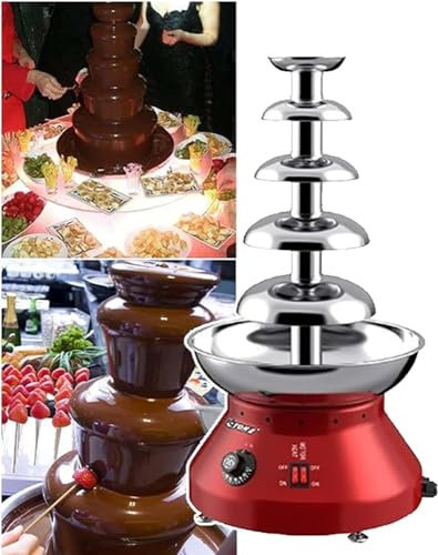 JYHUHGRG Chocolate Fountain, 230w Commercial Spray Tower, 3000ml Capacity, Chocolate Melting Machine, for Party Wedding Hote 5 Tiers