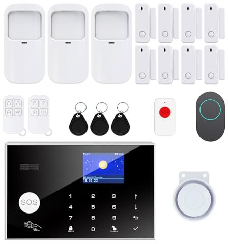 TUGARD Allarme sistema WiFi/GSM 2G, compatibile con Google Home e Alexa, kit antifurto con sirena, rilevatore di movimento, campanello per porta, sensori per porte per proteggere la casa e l'ufficio