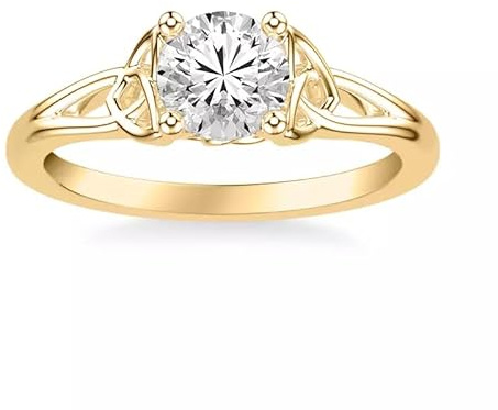 Molioaki 1–3 Karat Rundschliff Trinity Moissanit/Laborgezüchteter Diamant Verlobungsring, individueller Diamant-Ehering für Damen aus 925er Sterlingsilber/9 K/14 K/18 K Massivgold