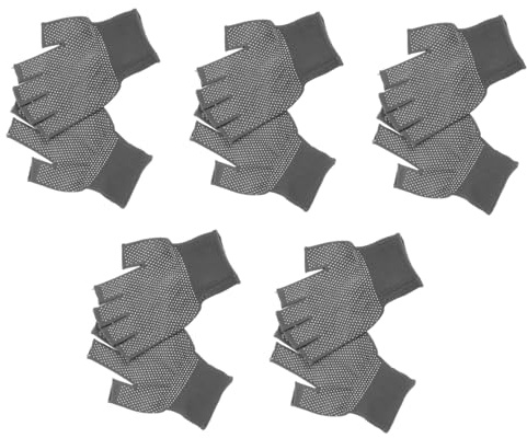 SHINEOFI 5paare Halbfingerhandschuhe Aus Polyester Und Pvc Für Damen Und Herren Rutschfest Handfläche Und Fingerspitzen Atmungsaktiv Für Trockenheit Und Komfort Geeignet Für Montage Reparat