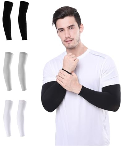 KEWUF 3 Pares mangas para brazos protección sol, protector sol brazo, Mangas del Brazo Protección UV, Cubierta de Tatuaje Mangas de Enfriamiento para Hombre Mujer Deportes Ciclismo