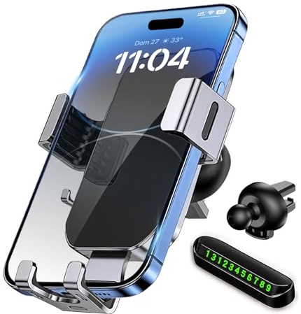 Genérico Soporte Móvil Coche, Soporte Teléfono Coche del Aire Ventilación con 2025 Upgraded Clip Estable&360° Rotación, Compatible con Todos los Dispositivos móviles Desde 4,2'' -7,2''(Negro)