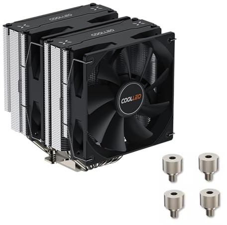 Qaonsciug Ventilador de refrigeración B60T con 6 tubos de calor, radiador refrigerado por aire, ventilador silencioso de 1600 rpm, doble torre, diseño de ventilador doble para carcasas de PC