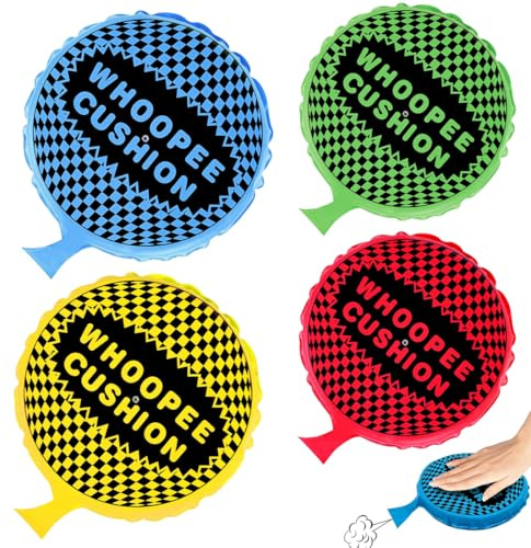 Teegxddy 4 Pièces Coussin Peteur Jouet,Coussin Peteur Enfant,Autogonflant - Jouet De Farces Drôles,Convient aux Adultes et aux Enfants, 2 Tailles(9cm/10.5cm)