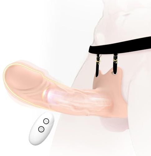 Vibrating Penis Sleeve for Men - Strap on Penis Extender Adult Toys with 10 Vibration Modes, Cock Sleeve APP Remote Control Vibrator, Strap-on Hollow Dildo Male Vibrators Lesbian Couples Sex Toys