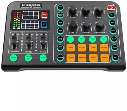 Mesa Mezclas, Tarjeta de sonido en vivo profesional M6, tablero con reducción ruido, mezclador, efecto iluminación